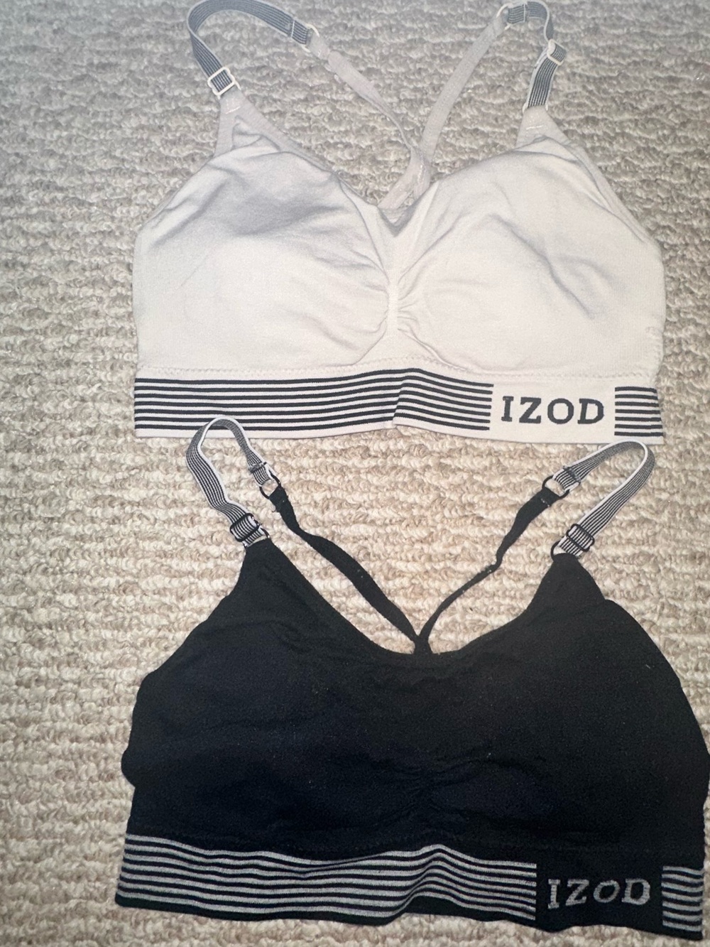 Izod Seamless Bralette Set in Black and Ivory